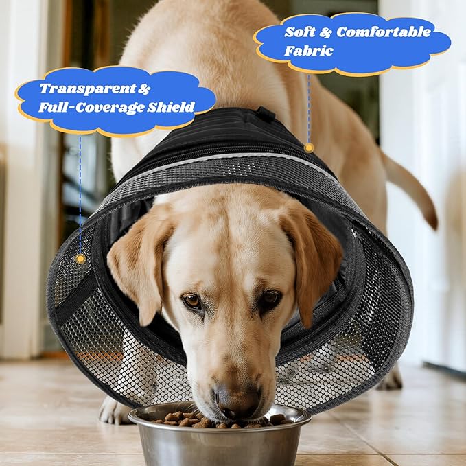 Inflatable Dog Cone for Dogs After Surgery,Soft Adjustable Elizabethan Collar for Large Dogs,2-in-1 Dog Cone with Detachable Shield,Anti-Anxiety Comfortable Pet E-Collar Prevents Licking Wounds(XL)