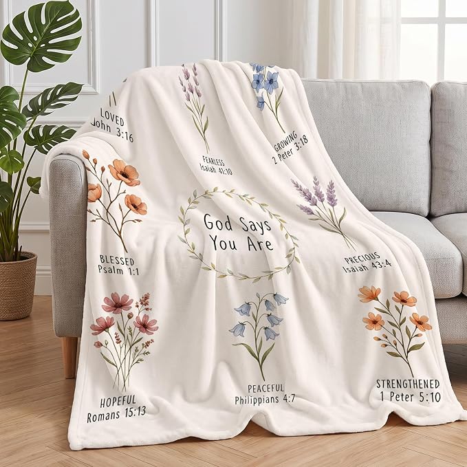 COMFAR Christian Gifts for Women Faith, Inspirational/Religious/Spiritual/Baptism Gifts for Adults/Girl, Soft Throw Blankets for Women/Men, First Holy Communion Gifts for Girls 40"x 50"
