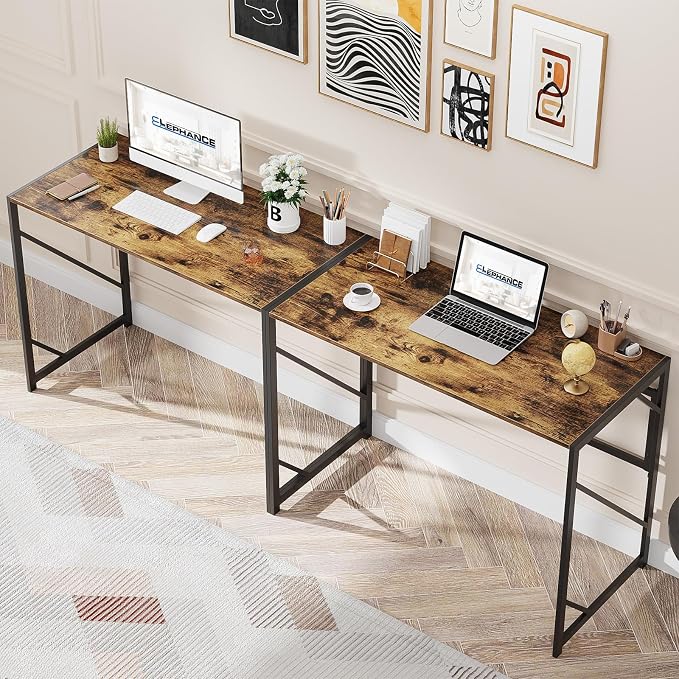 Elephance Folding Desk Writing Computer Desk for Home Office No-Assembly | Study Office Desk,Foldable Table for Small Spaces,31.5 Inch,Rustic Brown