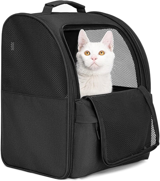 Cat Carrier Backpack,Steel Wire Frame More Stable,600D Wear-Resistant Oxford Fabric, Dog Carrier Cat Backpacks Suitable for Travel,Black
