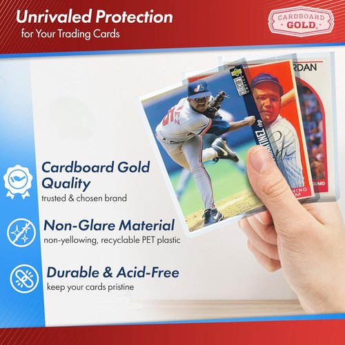 Cardboard Gold | 35pt Top Loaders for Cards - 250 Count - Premium 3x4 Inch Trading Card Protectors