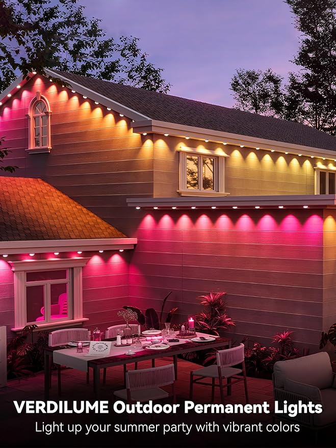 100FT Permanent Outdoor Lights, Smart RGB Eave Lighting for House, IP67 Waterproof LED Outside House Lights with App/Remote Control, for Christmas, Holiday Decor, Party, Daily