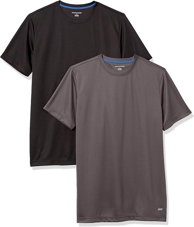 Amazon Essentials Men's Moisture Wicking Breathable Active Performance Tech Gym T-Shirts, Pack of 2