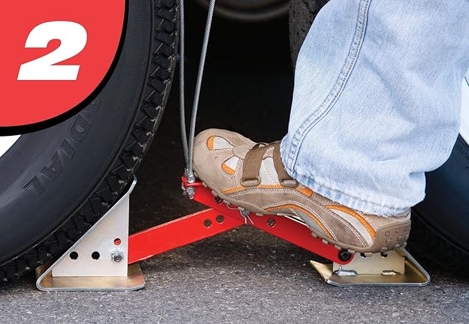 Fastway ONESTEP Wheel Chock Double Pack for Tandem Axle Trailers and RVs-16 Inches to 24 Inches Long-Qty 2