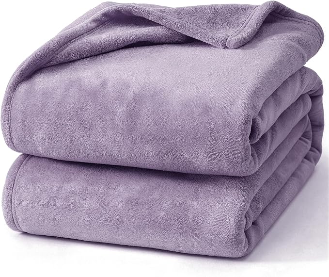 Hansleep Throw XL Fog Purple Fleece Blanket, Soft Flannel Bed Blanket | Fuzzy Cozy Blanket 50x70 Inches, Multi-use for Bed, Sofa, Couch, Travel, Camping, All Season Warm Lightweight Cover