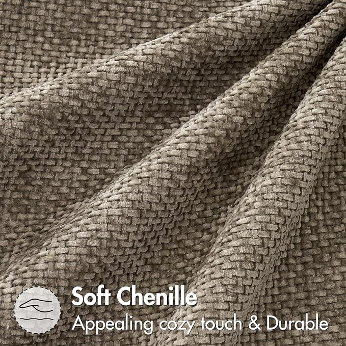 MIULEE Decorative Neutral Khaki Euro Sham Pillow Covers 24x24 Inch 2 Pack | Modern Boho Accent, Soft Chenille Pillow Covers, Farmhouse Cushion Cases for Home Decor Bed Sofa Living Room