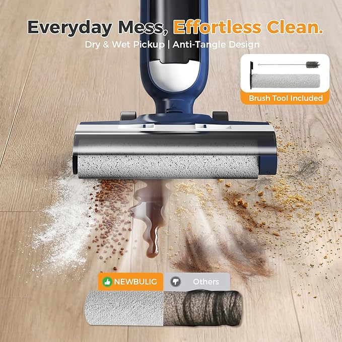 OLIXIS Wet Dry Vacuum Cleaner, Cordless All-in-One Vac Mops, Vacuum Mop with Self-Cleaning System, Dual Water Tank Design, Tangle-Free Brush, Dual-Edge Cleaning, 35-Min Runtime