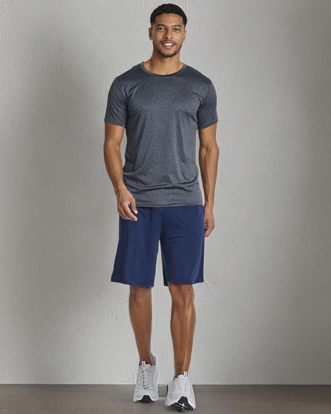 5 Pack Men's Dry Fit Short Sleeve T-Shirt Gym Workout Athletic Running Tee | Cooling, Moisture-Wicking, Crew Neck, Quick-Dry, Breathable, Active, Exercise, Fitness, Basketball, Cycling, Hiking, Tennis
