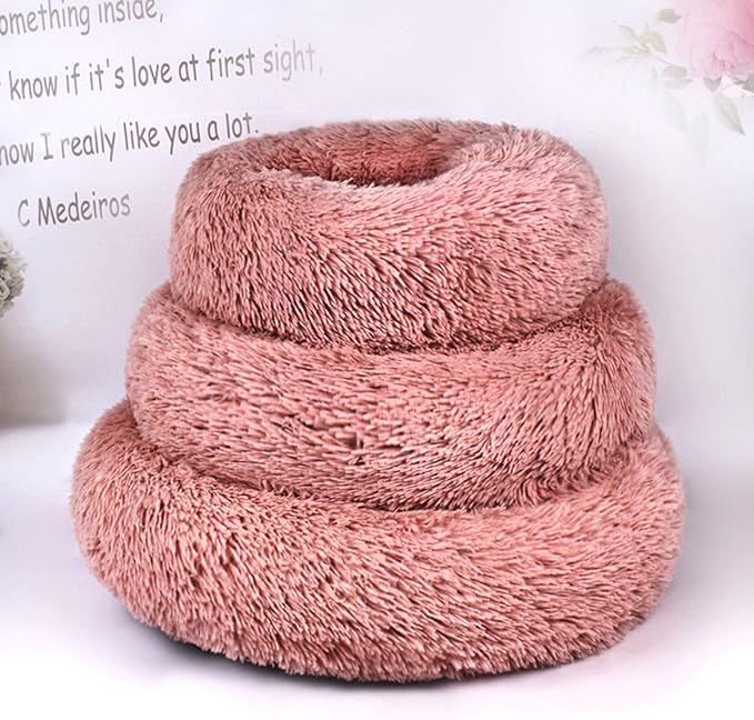 Warming Round Dog Bed for Small, Medium and Large Dogs & Cats, Short & Long Plush Pet Bed, Luxurious Faux Fur Donut Cuddler, Bolster Pet Bed & Sofa, Machine Washable 80CM 32Inch