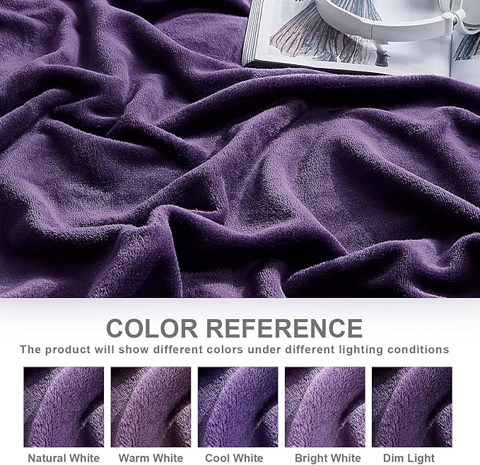 Hansleep Throw XL Purple Fleece Blanket, Soft Flannel Bed Blanket | Fuzzy Cozy Blanket 50x70 Inches, Multi-use for Bed, Sofa, Couch, Travel, Camping, All Season Warm Lightweight Cover