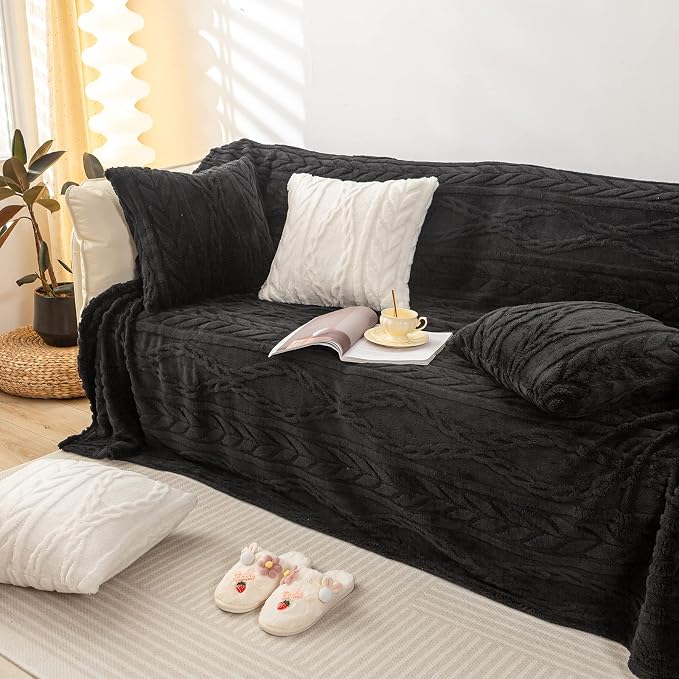 YUSOKI Sherpa Fleece Twin XL Size Blanket, Black, 65"x90" | 3D Stylish Design,320GSM, Non-Shedding, Lightweight for All Season Use, stays fluffy after repeated washes, Perfect Gifts