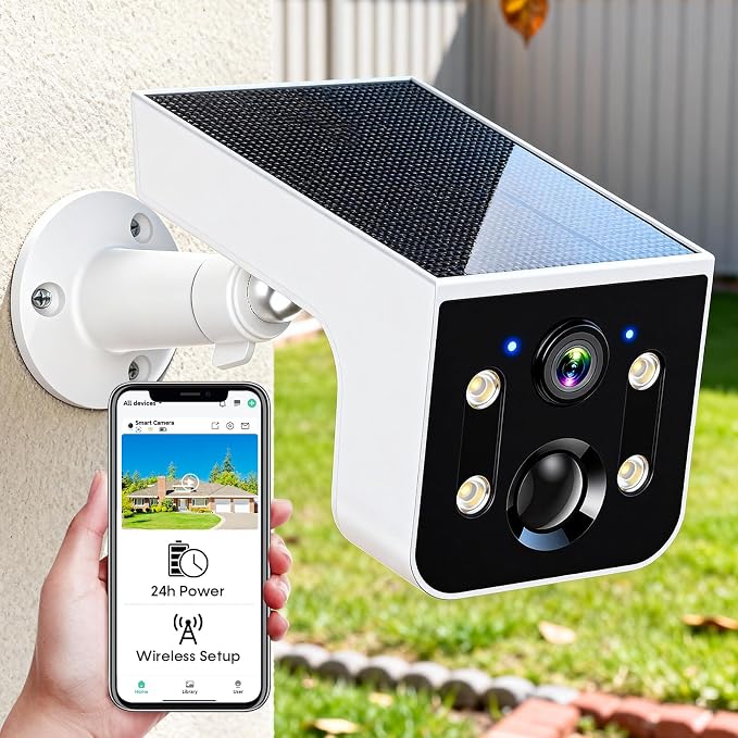 Thybro Solar Security Camera Outdoor Wireless: 2K QHD AI Motion Detection Color Night Vision & 2-Way Audio - IP67 Waterproof Wire-Free WiFi Camera for Home Front Door Backyard Driveway Garage Patio
