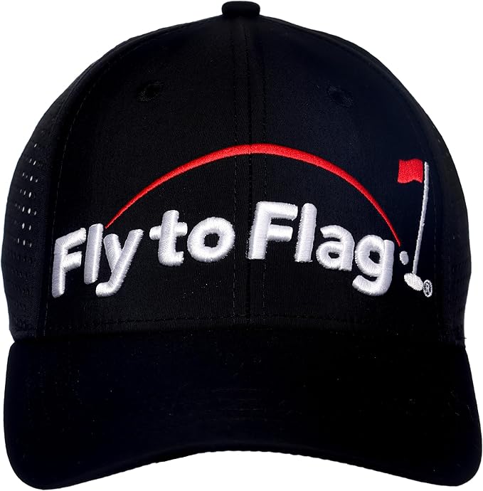 Premium Black Golf Cap Vent, 3D Embroidered Logo, one Size fits All, Breathable Fabric, Absorbent Band.