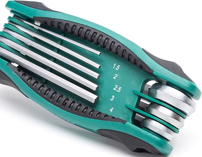 SATA 8-Piece Metric Folding Hex Key Set with Alloy Steel Construction and Ergonomic Dual Material Comfort Grip - ST09121SJ