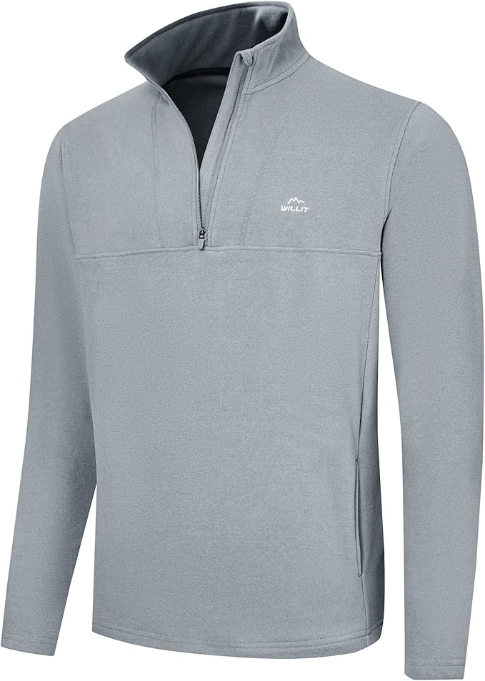 Willit Men's Winter Shirts Fleece Pullover with Pocket Quarter Zip Cold Weather Golf Hiking Casual Warm Shirts Long Sleeve