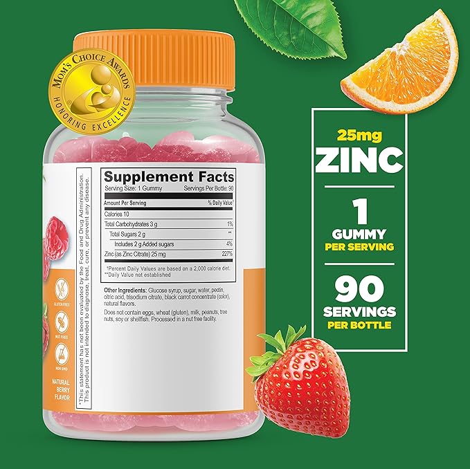 Lifeable Zinc 25mg Kids + Calcium Magnesium & Zinc Kids, Gummies Bundle - Great Tasting, Vitamin Supplement, Gluten Free, GMO Free, Chewable Gummy