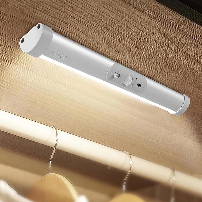 Automatic Closet Lighting Motion Sensor Rechargeable Battery Operated Closet Light with Eye-Protection Design Under Cabinet Light LED for Wireless Pantry Light Wardrobe Lights (100Lumen, 6000k 80+CRI)