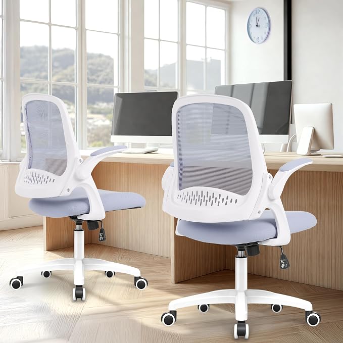 NEO CHAIR Office Desk Gaming Ergonomic Computer Chair with Lumbar Back Support Adjustable Height Swivel Rolling Wheels Flip-up Arms Mesh Chair for Home Vanity (Purple) | Lumbar Support, Height Adjustment, 360° Swivel and Rolling Base, Space-Saving Desi...