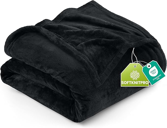 Utopia Bedding Ultra Soft Fleece Bed Blanket Full Size Black (90x84 Inches) | Microfiber Plush Warm Lightweight Breathable Cozy Blanket Anti-Static, All Season Use, Gift for Women and Men