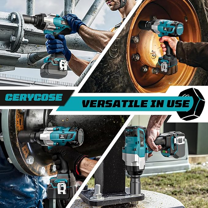 Cordless Impact Wrench 3/4 inch Compatible with Makita 18V Battery, Cerycose1850ft-lbs (2500N.m) Brushless Electric Impact Gun, High Torque Impact Driver, for Heavy-Duty Automotive & Industrial Tasks