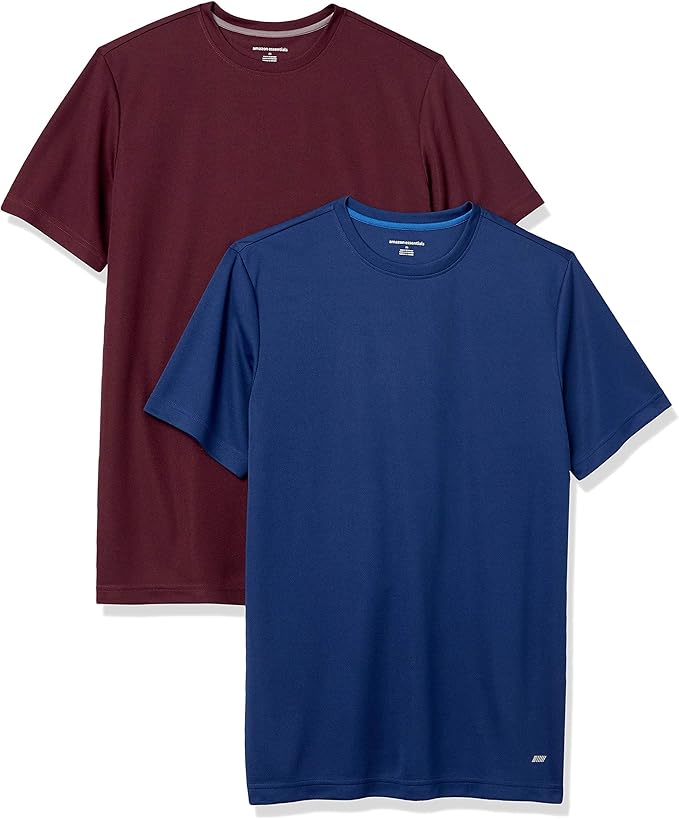 Amazon Essentials Men's Moisture Wicking Breathable Active Performance Tech Gym T-Shirts, Pack of 2