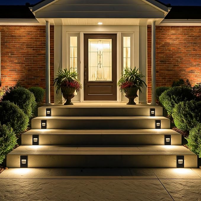 FTL Stair Lights Indoor LED Outdoor Step Lights, 12V Low Voltage 3000K/4000K/5000K Color Changing 3.5W 150LM Stairway Lighting, Waterproof Vertical Deck Step Lights Black Aluminum, 6-Pack
