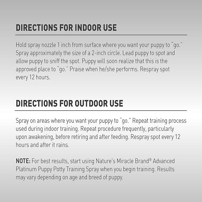 Nature's Miracle Advanced Platinum Puppy Potty Training Spray 8 Oz, Dog Training Aid
