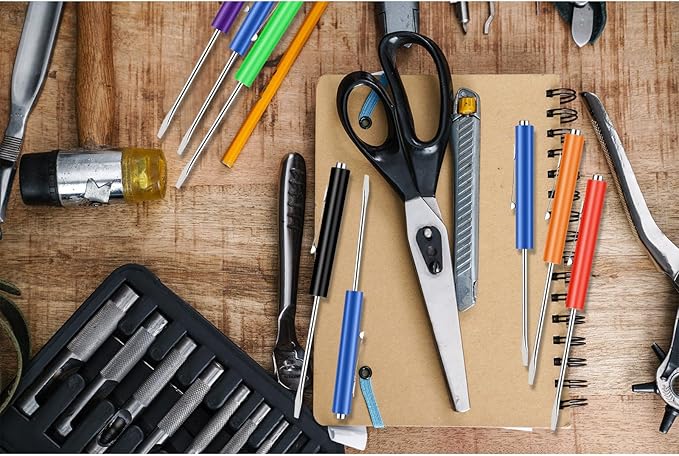 6 Pieces Pocket Screwdriver Mini Tops And magnetic pocket screwdriver with A Single Blade Head for Mechanical, Electrician (Colorful)
