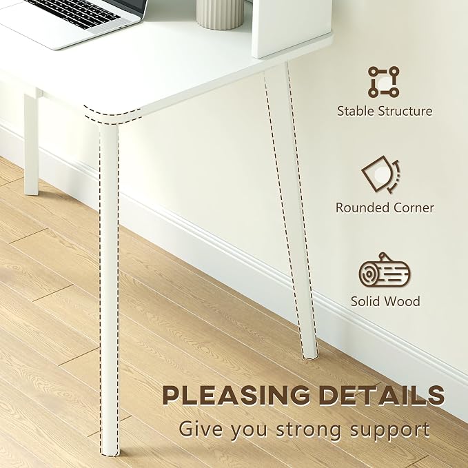 IOTXY Small Writing Desk with Hutch - 31.5" Work Computer Study Table | White , Storage Drawer, Space-saving for Home and Office, with Bookshelves