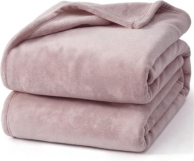 Hansleep Full Pink Fleece Blanket, Soft Flannel Bed Blanket | Fuzzy Cozy Blanket 84x90 Inches, Multi-use for Bed, Sofa, Couch, Travel, Camping, All Season Warm Lightweight Cover