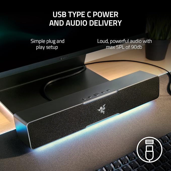 Razer Leviathan V2 X, PC Soundbar with Full-Range Drivers, Black | Compact Design, Chroma RGB, USB-C, Bluetooth 5.0, for PC, Laptop, Smartphones, Tablets & Nintendo Switch