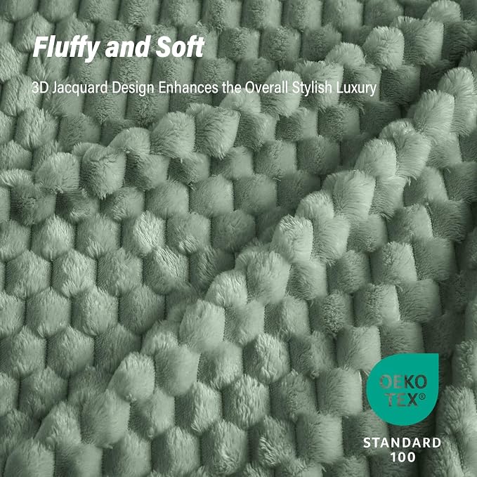 Bnuitland Sage Green Flannel Throw Twin Size Blanket (60X80 inches), 300 GSM Fleece Cozy Warm Soft Home Decor Lightweight Bed Blanket for Adults, Suitable for All Seasons.