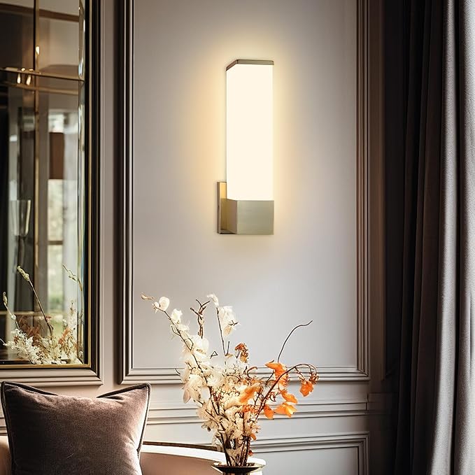 Kalium 14in Modern Wall Sconces, Dimmable Bathroom Vanity Lights, 3000K Warm White LED Indoor Sconces Lighting for Bathroom, Stairs, Living Room, Bedroom. Hardwired.