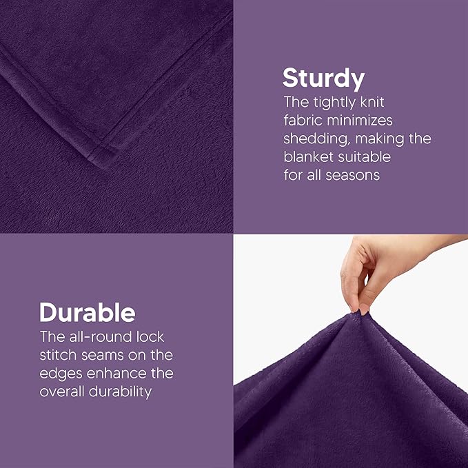 Utopia Bedding Ultra Soft Fleece Bed Blanket King Size Purple (90x102 Inch) | Microfiber Plush Warm Lightweight Breathable Cozy Blanket Anti-Static, All Season Use, Gift for Women and Men