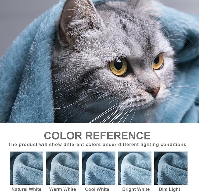 Hansleep Throw XL Washed Blue Fleece Blanket, Soft Flannel Bed Blanket | Fuzzy Cozy Blanket 50x70 Inches, Multi-use for Bed, Sofa, Couch, Travel, Camping, All Season Warm Lightweight Cover