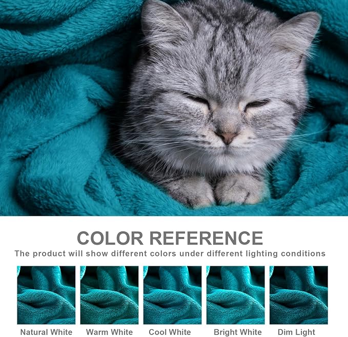 Hansleep Twin Teal Fleece Blanket, Soft Flannel Bed Blanket | Fuzzy Cozy Blanket 60x80 Inches, Multi-use for Bed, Sofa, Couch, Travel, Camping, All Season Warm Lightweight Cover