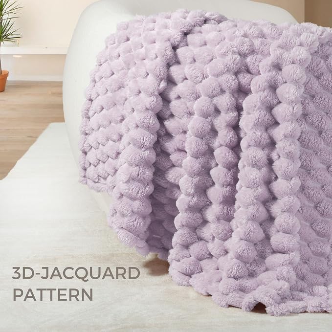 Whale Flotilla Soft Fleece Throw Blanket for Couch & Bed 3D Jacquard, Lilac | Super Cozy Lightweight Plush Fluffy Throw, Luxury Decorative All‑Season Couch Cover Blanket for Sofa & Office Chair, 50"x60"