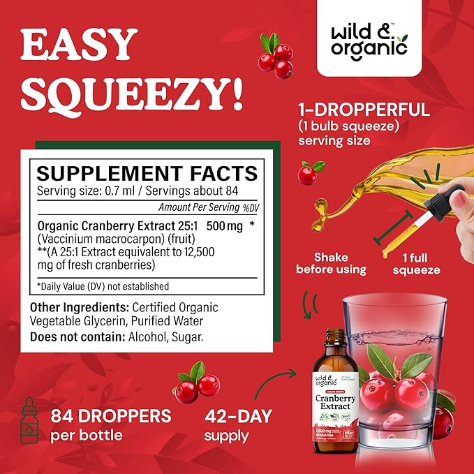 Wild & Organic Cranberry Extract Tincture 2 fl oz & Cryptolepis Root Tincture 2 fl oz