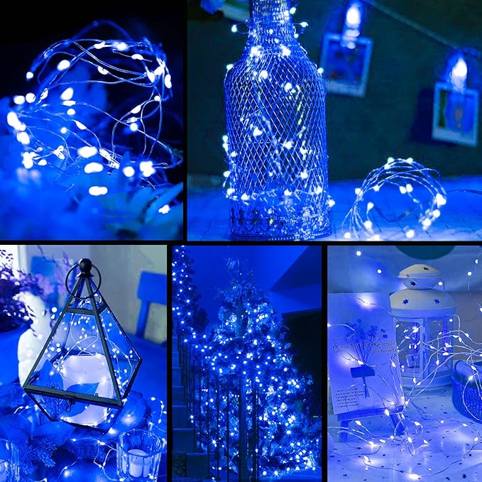ZGWJ Fairy Lights Battery Operated, 50 Pack Twinkle String Lights 20 LED 7FT 3 Lighting Modes for Bedroom Decor, Easter, Halloween, Christmas, Party Indoor and Outdoor Decoration (Blue, 50PCS)