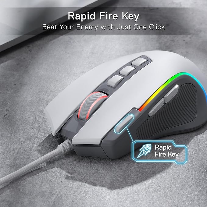 Redragon M612 Wired RGB Optical Gaming Mouse 8000 DPI Remapping Keys | Stable Lag-Free Connection, Redefine Keybinding Macro, Rapid-Fire Side Clicker, Vibing Backlight