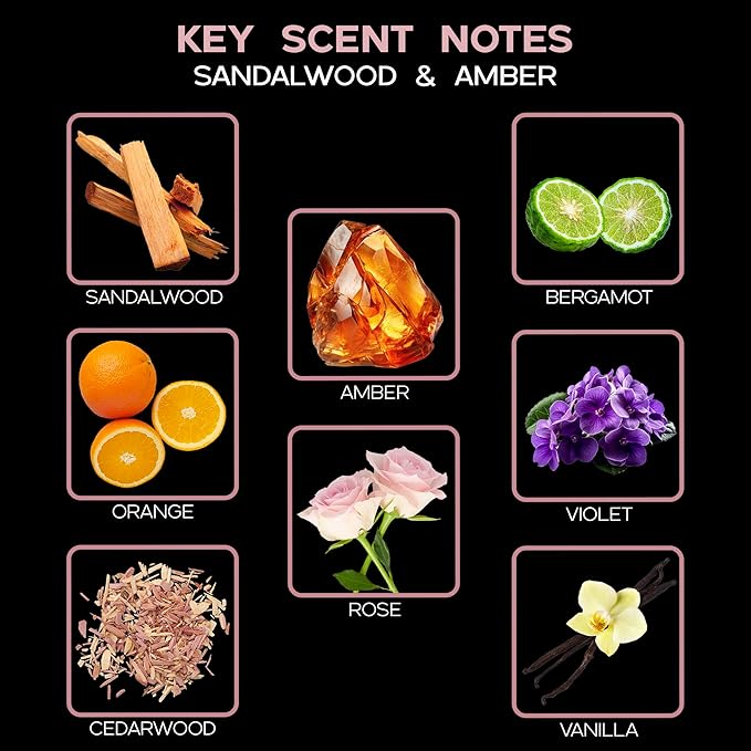 LOVSPA Sandalwood & Amber Diffuser Oil - Luxury Essential Oils for Diffuser Refill & Air Freshener Room Spray - Long-Lasting & Natural Home Fragrance, Scented Oil for Diffusers, USA Made, 4oz