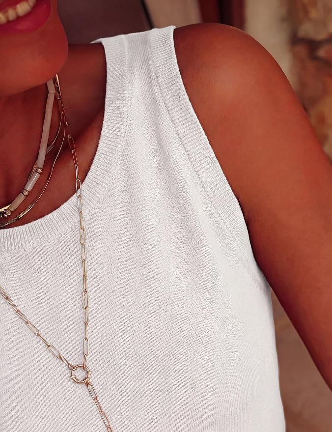 PRETTYGARDEN Sleeveless Sweater Tops for Women 2026 Summer Dressy Ribbed Tank Tops Spring Business Casual Work Shirts Blouses