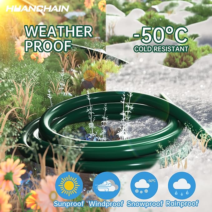 HUANCHAIN Indoor Outdoor Green Extension Cord 15 ft Waterproof, 16/3 Gauge Flexible Cold-Resistant Appliance Extension Cord Outside, 13A 1625W 16AWG SJTW, 3 Prong Electric Cable, ETL