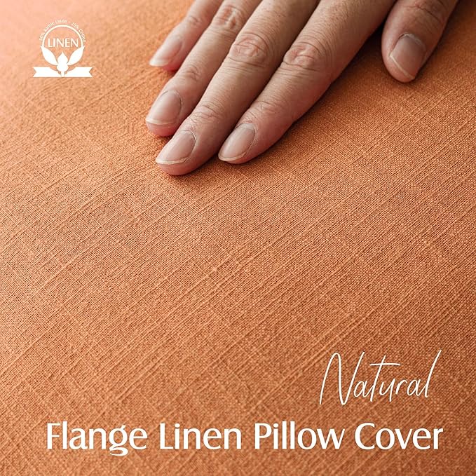 Foindtower Pack of 2, Decorative Linen Solid Throw Pillow Covers Soft Accent Euro Cushion Case Boho Farmhouse Pillowcase for Chair Couch Sofa Bedroom Living Room Home Decor 20 x 20 Inch Dusty Orange