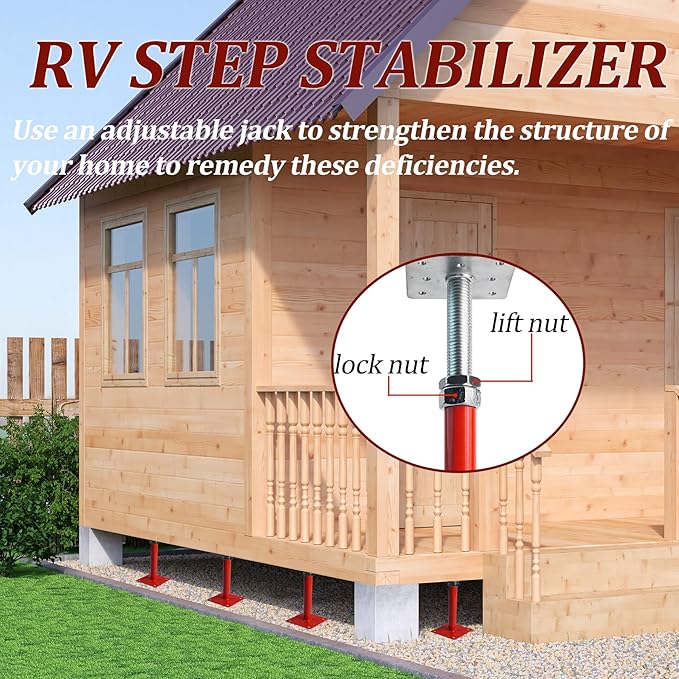 Floor Jacks Screw Jacks, Heavy Duty Basement Support Jack, Adjustable House Jacks for Leveling Crawlspace, 5"-8" Height Range, Mini Post Pole House Jacks for Temporary Support