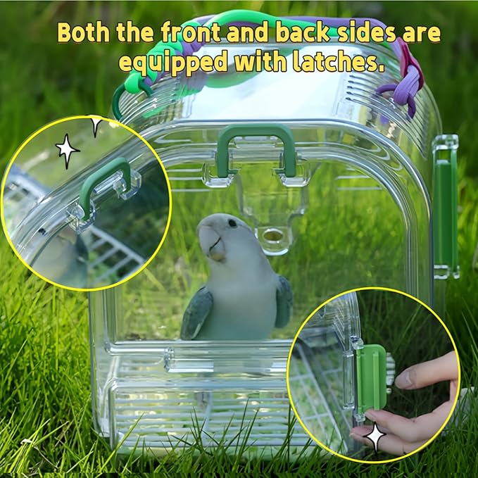 Portable Plastic Bird Cages，Travel Bird Cage,Lightweight Waterproof Ventilated Small Bird Cage,Outdoor Use Easy to Carry,for Small Birds, Budgies and Pet Birds (Yellow, A)