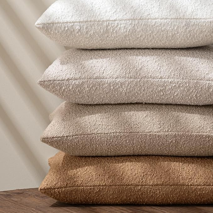 MIULEE 20x20 Decorative Lumbar Boucle Couch Pillow Covers White | Set of 2 Textured Neutral Throw Pillow Covers, Accent Solid Pillowcases, Sofa Living Room Home Decor