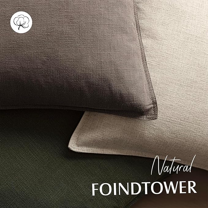 Foindtower Set of 2, Decorative Linen Solid Throw Pillow Covers Soft Accent Euro Cushion Case Farmhouse Neutral Pillowcase for Chair Couch Sofa Bedroom Living Room Home Decor 24 x 24 Inch Light coffee