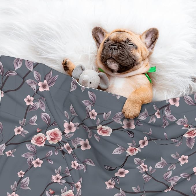 Pink Blanket for Dog - Floral Throw Blanket 30x20 Rose Flowers Pet Blanket for Couch Sofa Bed