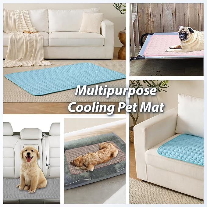 MICROCOSMOS Summer Cooling Mat & Sleeping Pad- Water Absorption Top, Materials Safe, Easy Carry, EZ Clean. Keep Cooling for Pets, Kids and Adults.(Brown, 36" x36")